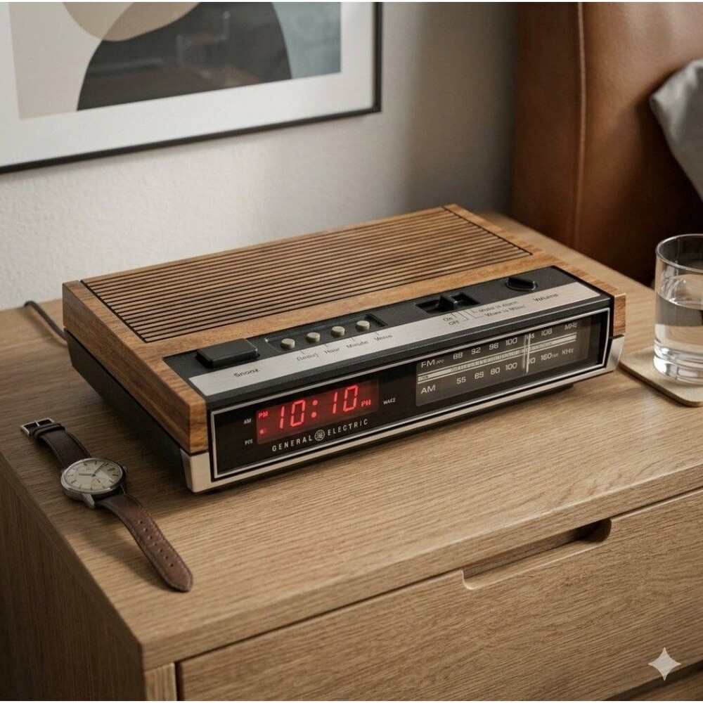 Vintage General Electric (GE) AM/FM Alarm Clock Radio – Model 7-4630J "Working"